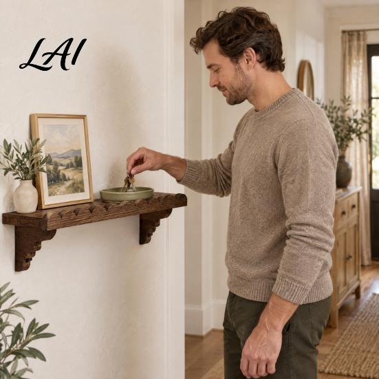 Decorative Wall Mount Organizer 2PCS Wavy Wooden Floating Shelves Mounted Display Rustic Wood Rack Racks Space Saving for Bedroom Living Room Small