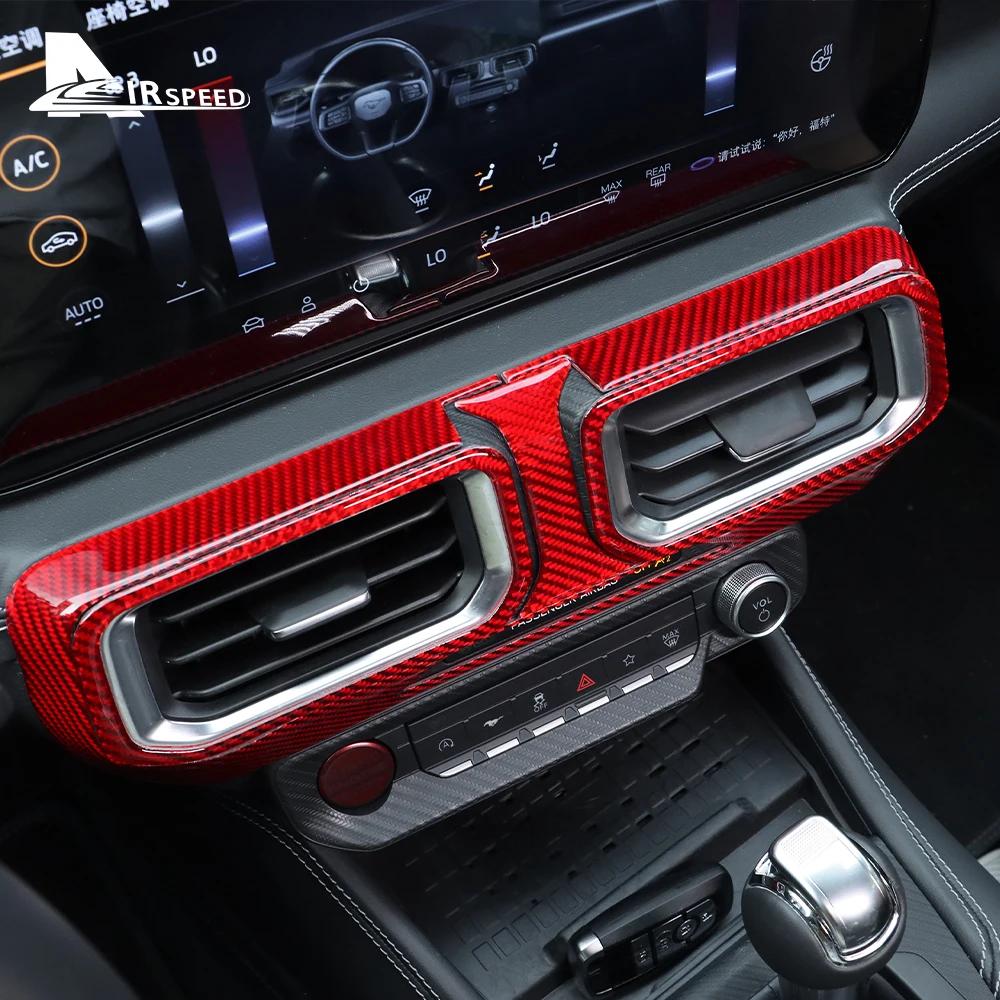 For Ford Mustang GT Dark Horse EcoBoost 2024 2025 2026 2027 Real Soft Carbon Fiber Sticker LHD RHD Car Central Control AC Panel