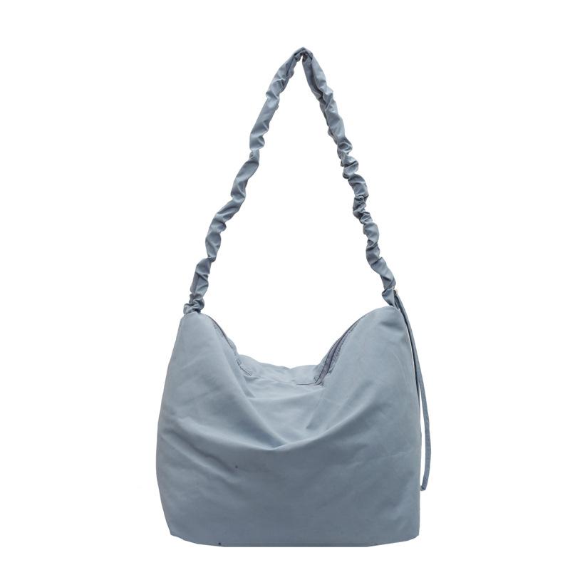 Large Capacity Nylon Shoulder Bag Soft Waxy Cotton Lazy Crossbody Bag Student Commuter Casual Tote Bag