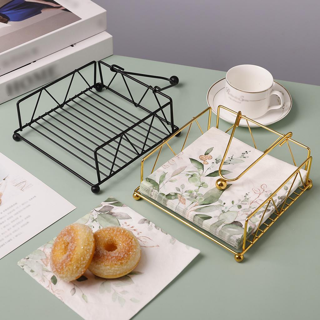 Iron Tissue Storage Holder Square Diamond Napkin Stand for Cafe Hotel Restaurant