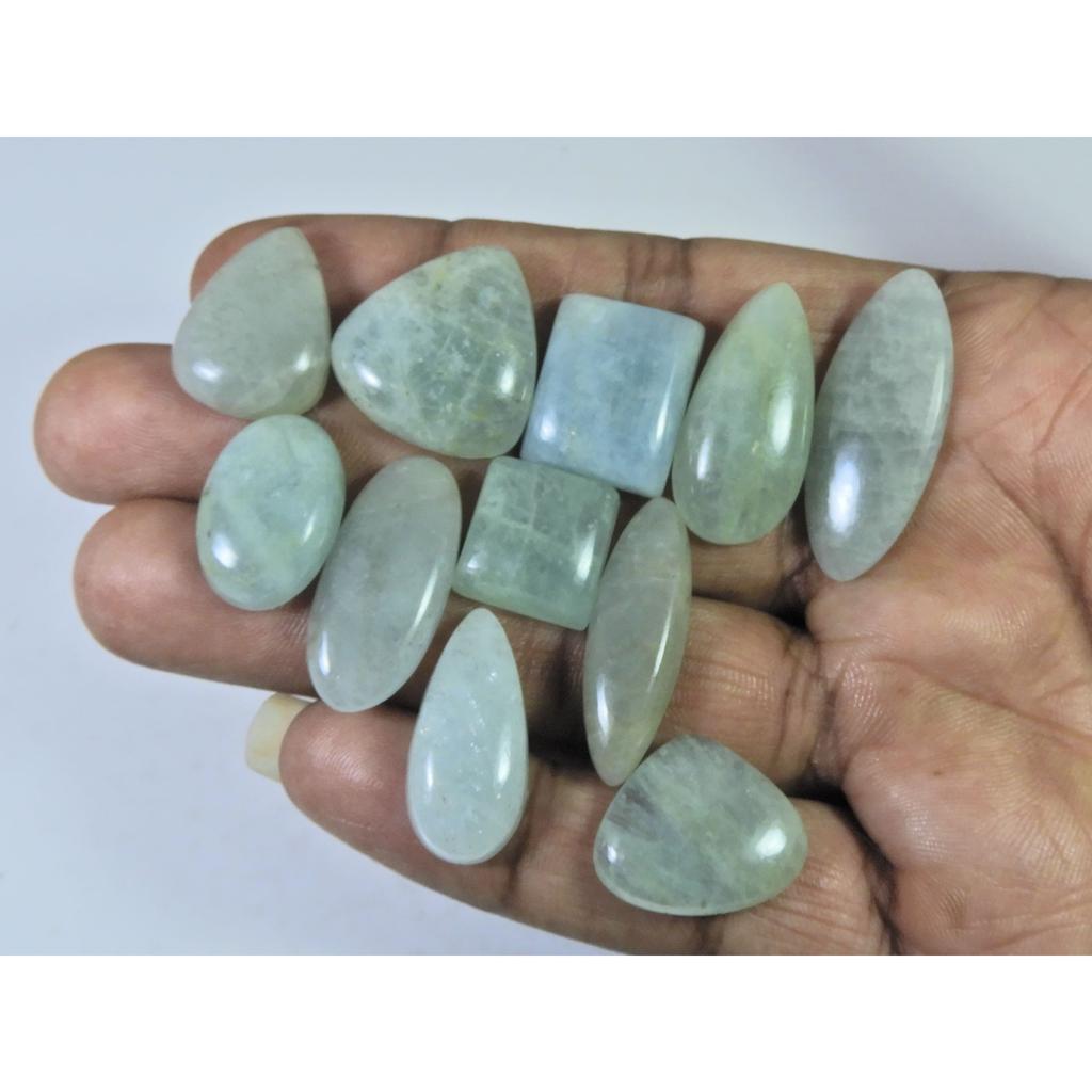 172Cts. Натуральный Аквамарин Смешанный Кабошон Россыпь Драгоценных Камней 11 шт. Партия 19-33 мм C-1483