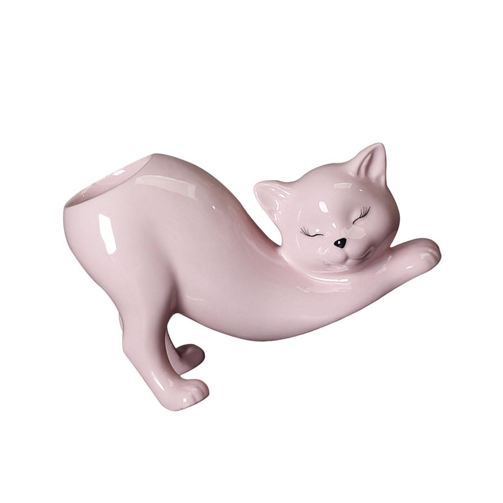 Ceramic Fleshy Plant Pot Cat Planter Plant Flowerpot Ornament for Fleshy Plant Cactuses Container for Home Balcony