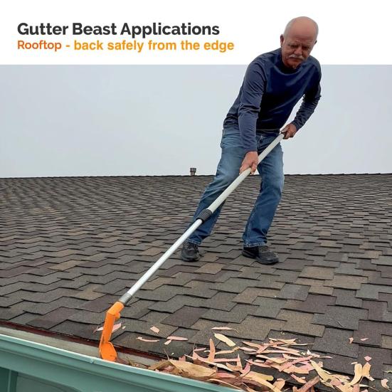 Инструмент для чистки водостоков Совок для обслуживания водостоков Очистка водосточных желобов с земли или крыши 2-угольный резьбовой очиститель водостоков для удаления листьев и мусора