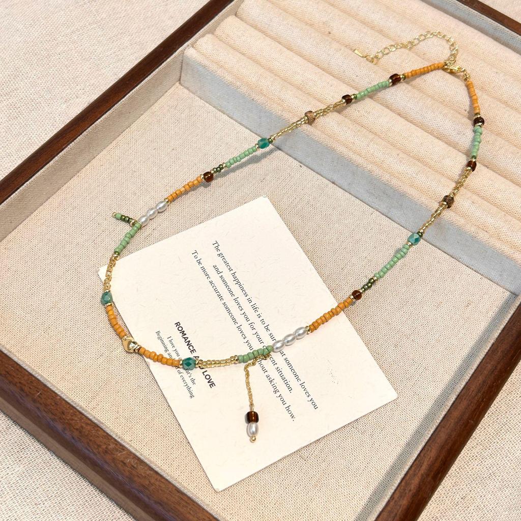 Ожерелье из натурального камня с бусинами для женщин - Роскошный чокер-цепочка на ключицу 2025