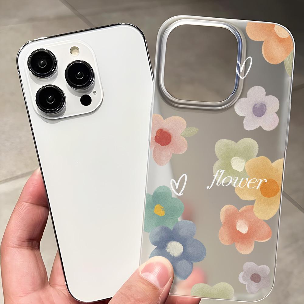 Чехлы для мобильных телефонов iPhone 11 13 15 Pro Max 12 14 Pro Max Чехол для iPhone 16 15 Plus 13 Pro 12 Матовая текстура с рисунком в виде мультяшных цветов