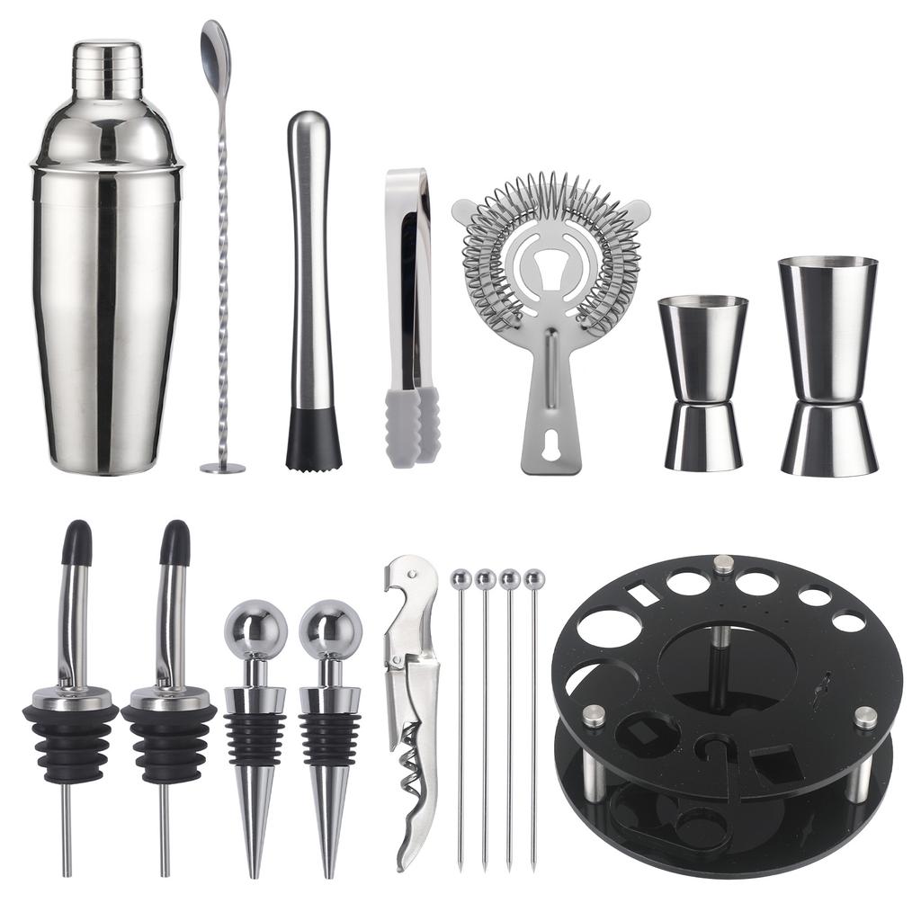 Набор шейкеров для коктейлей начального уровня Барный шейкер Ручной стакан Вращающаяся стойка для хранения Полный набор инструментов для бармена