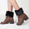 Korean Style Furry Warm Short Boots with Knitted Leg Warmers for Autumn and Winter