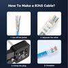 10 шт. разъемов RJ45 Cat6e Pass Through EZ для обжима модульного штекера для одножильного многожильного сетевого кабеля