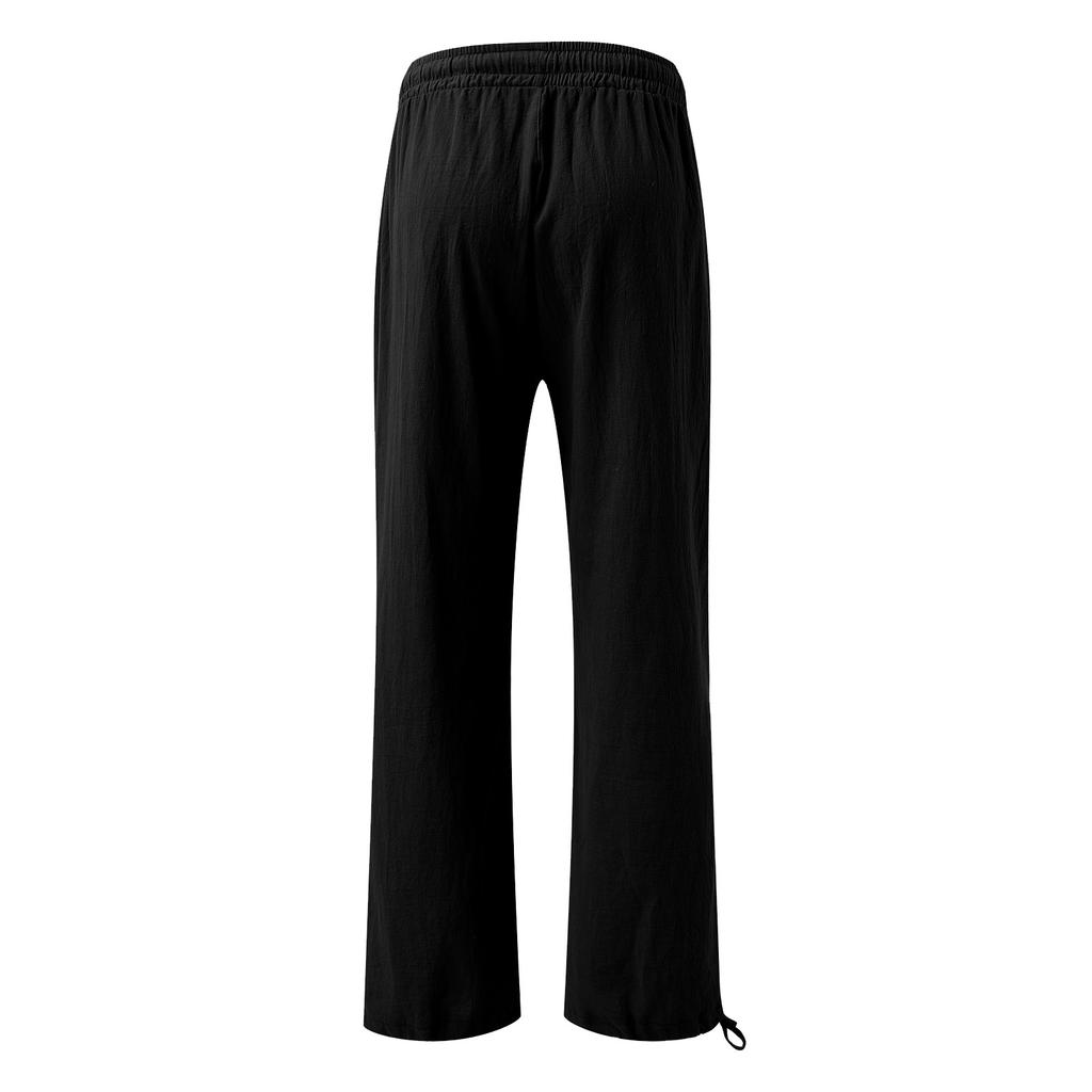 Женские повседневные свободные хлопковые льняные брюки с 9 брюками и широкими штанинами с карманами