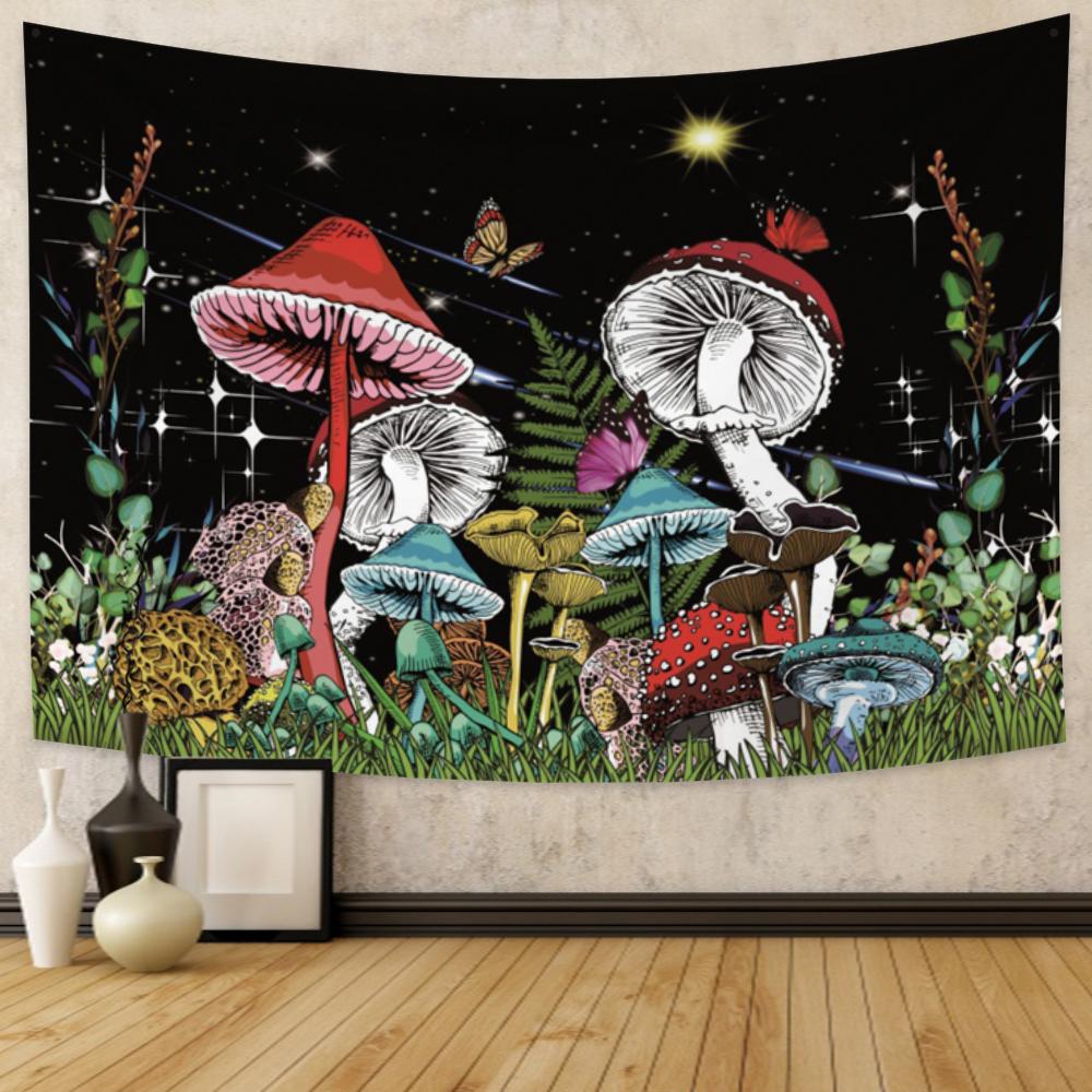 Fairy Tale Forest Tapestry Wall Hanging Fantasy Magic Mushroom Aesthetic For Kids Girls Bedroom Living Room Dorm Party Decor
