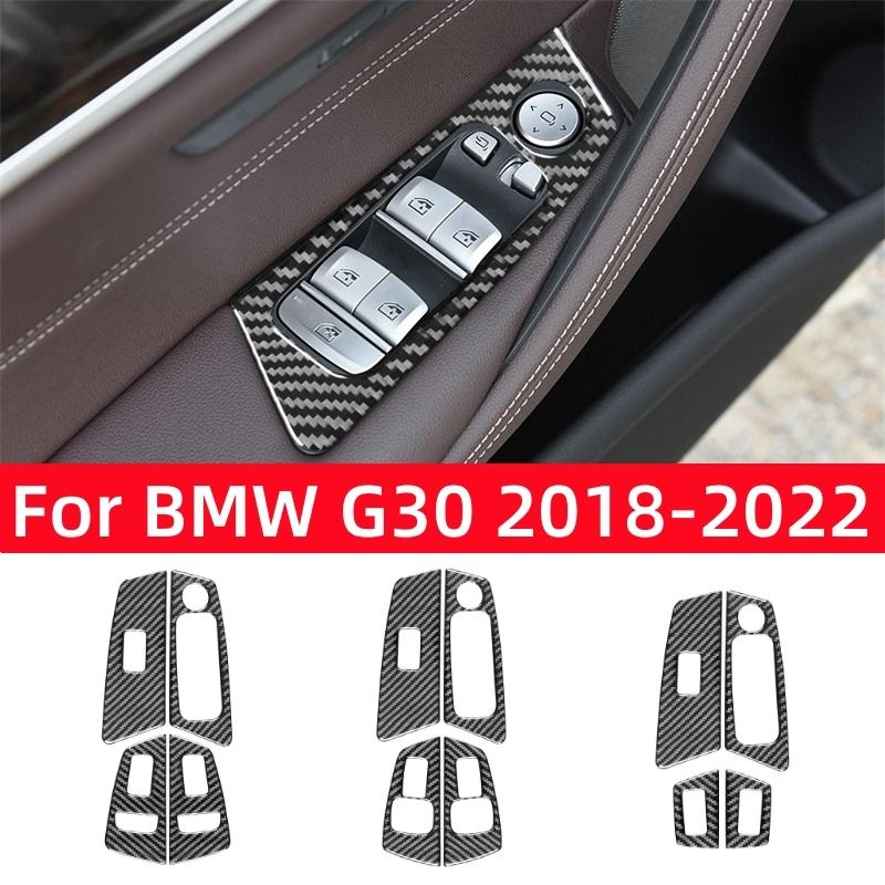 For BMW 5 Series G30 2018- Accessories Carbon Fiber Interior Car Windows Lifting Button Control Panel Trim Cover Stickers