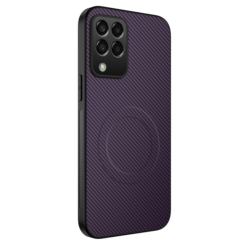 Для Samsung Galaxy M33 Магнитный чехол для телефона Magsafe для Samsung Galaxy M33 Беспроводная зарядка Ударопрочная крышка из углеродного волокна