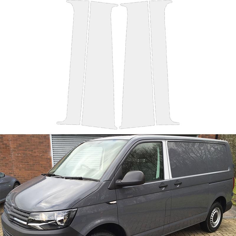 4Pcs Silvery Window Decal Pillar Posts Sticker Cover Door Trim Car Accessories Fit For VW T5/T6 2008-2021
