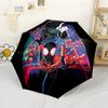 Spider-man: Into The Spider-verse Compact Travel Automatic Umbrella Compact 8-Rib Design Durable Plastic & Iron Durable Everyday Carry Umbrella