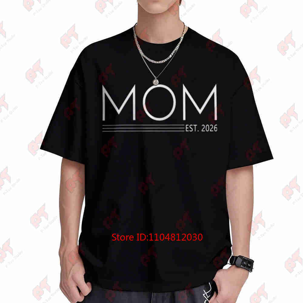 Mom Est 2026 Minimal Typography Family Short Sleeve Tee 100% Cotton T-Shirt