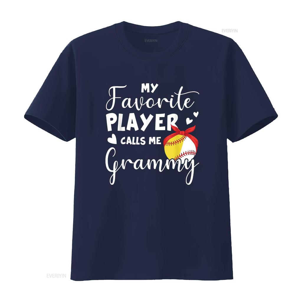 My Favorite Player Calls Me Grammy Softball Baseball T Shirt vintage Washed fashion Stretched streetwear Casual