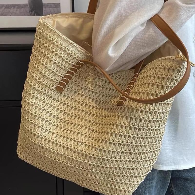 Niche design versatile woven bag women, new summer fashion large-capacity commuter straw bag tote bag