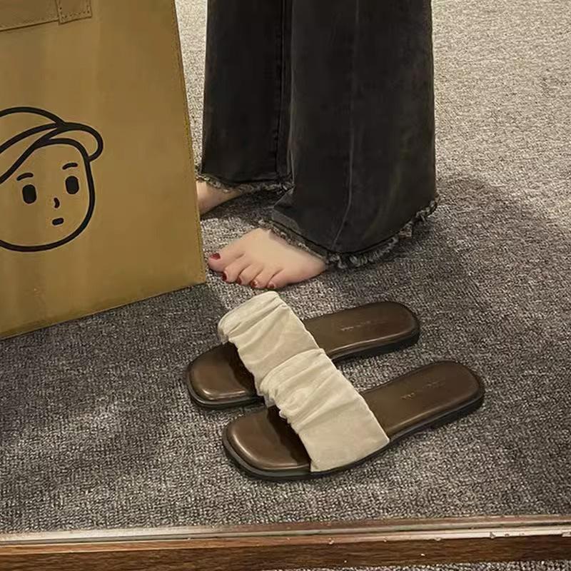 Премиальные однословные тапочки для женских летних сандалий Новогодние сандалии на плоской подошве для пляжа