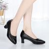 Удобная мягкая кожаная рабочая обувь Мягкая подошва Удобный средний каблук Четыре сезона Одинарная обувь Женские туфли на толстом каблуке Нескользящая кожаная обувь