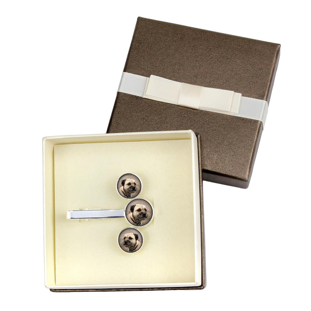 Border Terrier - cufflinks and tie with your photo, a suit decoration, men's jewelry from the Art-Dog brand.