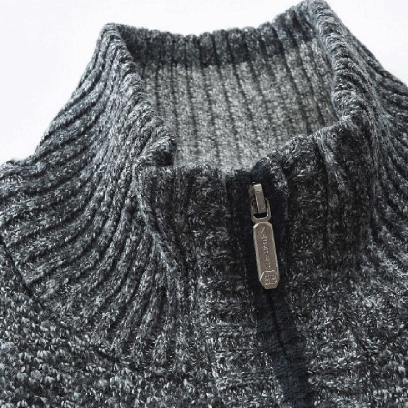 Мужские повседневные вязаные свитера-кардиганы Slim Fit Fleece Full Zip Толстый вязаный кардиган Зимняя верхняя одежда