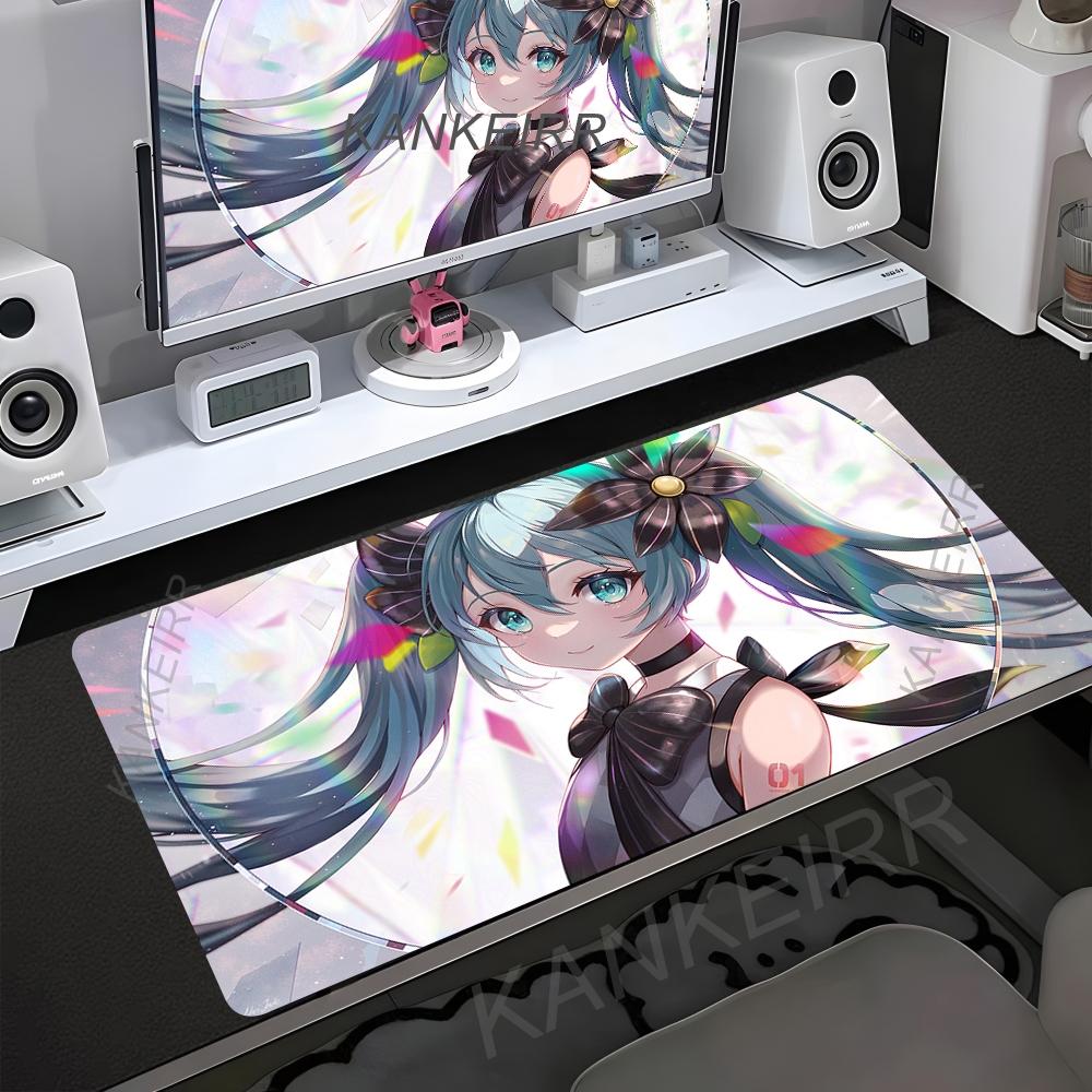 Popular virtual diva H-Hatsune Cute Miku Mouse Pad Non-Slip Rubber Edge Locking Mousepads Game Play Mat for Notebook PC Computer