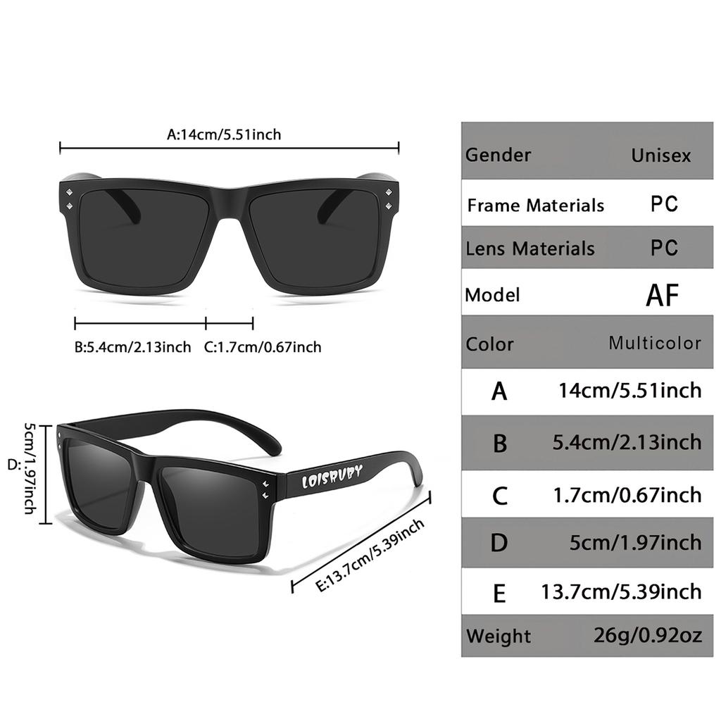 LOISRUBY Fashion Fishing Sunglasses Unisex Casual Square UV Protection Shades for Outdoor Sports Cycling Beach, Baseball