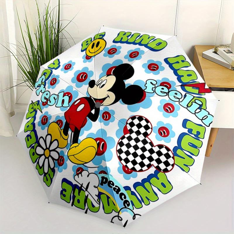 1pc Colorful Mickey Mouse Durable Cartoon Folding Umbrella, Portable 3-Fold Compact Umbrella for Men and Women, Suitable for Travel or Daily
