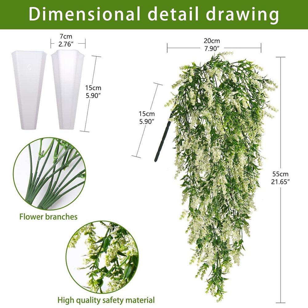 Artificial Hanging Vine Simulated Wall Hanging Fake Flower Plastic Flower Decorative Plant Basket Vine Lavender Wedding Decor