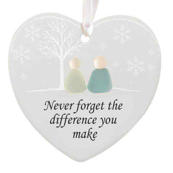 Heart-Shaped Sea Glass Friendship Decor Ceramic Heart Ornament Friendship Keepsake Sea Glass Art Christmas Tree Hanging Ornament for Best Friends
