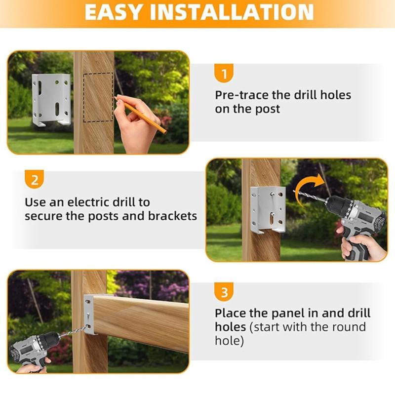 8Pcs Guide Rail Railing Connector Aluminum Alloys Fence Bracket with Screws Deck Railing Bracket Easy To Install