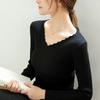 Fall Winter Laciness V Neck Slim Fit Sweater Women Base Knit Long Sleeve All Match Pullover Top