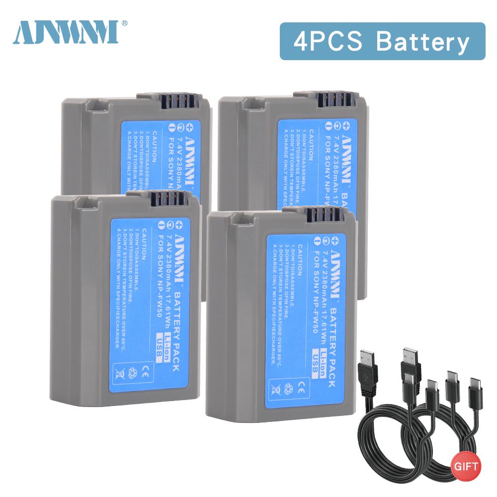 AJNWNM 7.4V 2380mAh USB NP-FW50 NP FW50 NPFW50 Аккумулятор для Sony Alpha a 6500a 6300 A6000 A5000 A3000 NEX-3 a7R a7S NEX-7