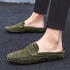 Fashion Suede Leather Male Muller Shoes Classic Breathable Men Slippers Simple Comfy Half Flats Lazy Shoes Soft Handmade Casual Footwear