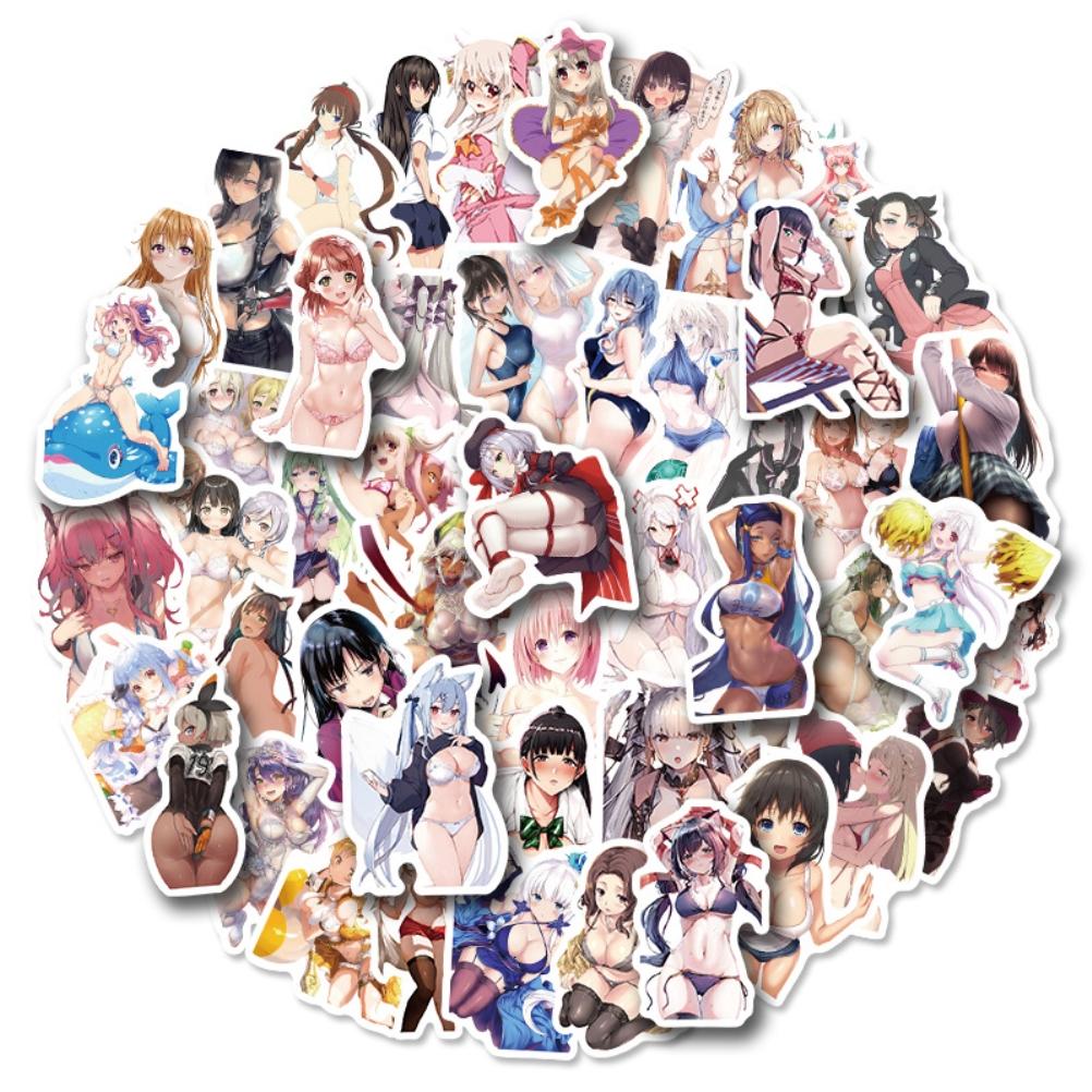 50Pcs Anime Girl Stickers Waterproof Stickers for Laptop Phone Water Bottle Computer Luggage Helmet
