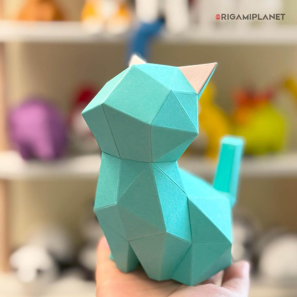 ORIGAMIPLANET 3D Набор для оригами Кот в лунном свете Бумажный Домик Бумажный 3D Бумажный Ручная работа Домашний DIY Набор для творчества в подарок для взрослых и детей Возраст - Котёнок,