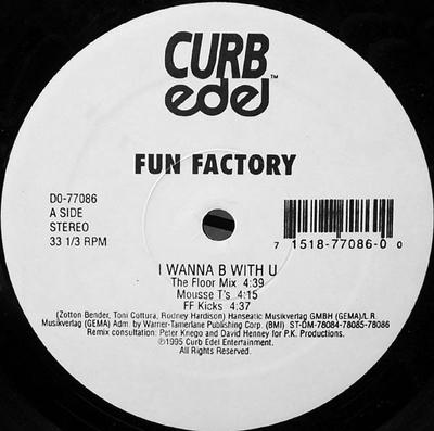12-дюймовая пластинка FUN FACTORY - I Wanna B With U D077086 Curb Edel Recor 1995 США Танцевальная и электронная Музыка Б/у