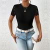 Summer Women's T-Shirt Short Sleeves Jumpsuit Slim Pitted Bodysuit Lace Splicing Top Back Hollowed Out Tie Tops