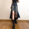 Fashion Basic Asymmetrical Denim Skirt Women Grunge Sexy Blue A-Line Skirts Y2k Thin Streetwear Vintage New Design Clothing New