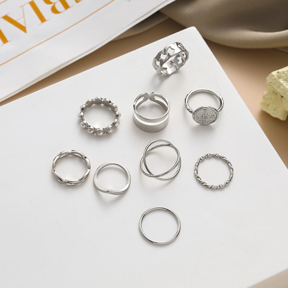 10 шт., резное женское элегантное кольцо с полым отверстием, универсальное, темпераментное, для костюма