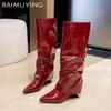 Сексуальные женские высокие сапоги элегантные кожаные туфли женские 2024 тренд зимние высокие сапоги готические челси панк мотоциклетные ботинки Botas De Mujer