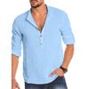 Spring Summer Men's Shirts Long Sleeve Loose Solid Color Cotton Linen Shirt Oversized Pull-up Sleeve Tops