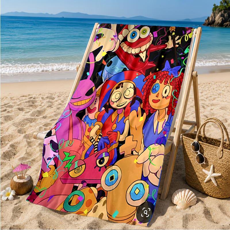 Colorful Digital Circus Beach Towel Microfiber Beach Towel, Lightweight and Quick-Dry, for Summer Travel, Swimming Pool Fan Birthday Gift