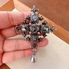 Fashion Retro Black Diamond Cross Brooch Female Versatile Classical Corsage British Retro Pin