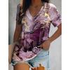 Женские летние топы с принтом тай-дай, повседневные, без рукавов, с коротким рукавом, с V-образным вырезом, обычные топы, повседневные, с принтом, весенние, цветные футболки