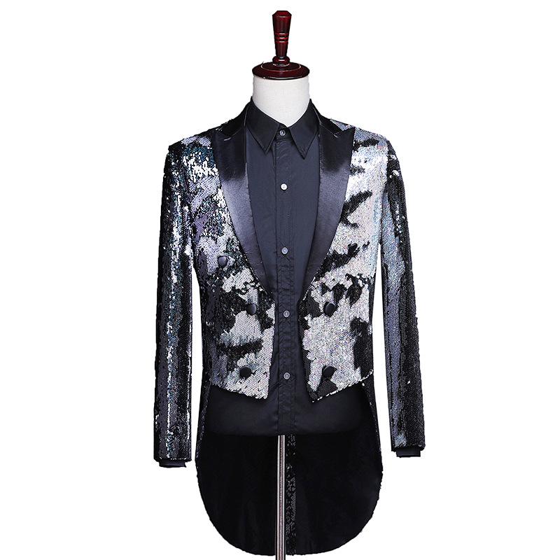 Men's Sequin Tuxedo Top Personality Trend Magic Show Clothing Shiny Clothing Club Clothing Dance