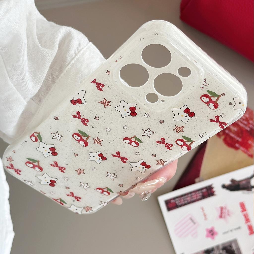 Блестки для iPhone16 для чехла Apple Phone Case 13 Вишневый Кот Шейкер 15 Promax Подставка 17 Подвеска