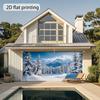 2D flat 1pc Snow Mountain winter landscape garage door banner -snow-covered pine trees and blue sky scenes, parties and holidays