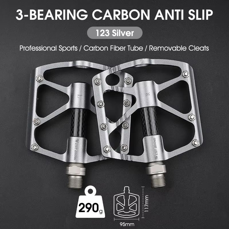 WEST BIKING 3 Bearings Bicycle Pedals Ultralight BMX MTB Road Bike Flat Pedal Aluminum Anti-slip Waterproof Cycling Accessories