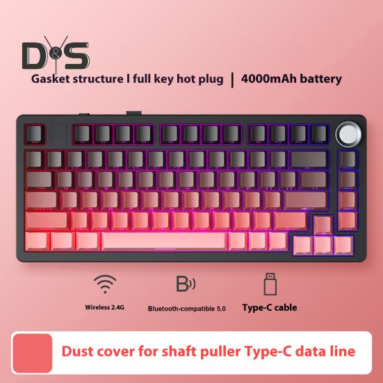 Механическая клавиатура Совместимость с Bluetooth/2.4G/Type-C Проводное подключение Трехрежимное подключение Полноразмерная клавиатура с возможностью горячей замены 81 клавиша